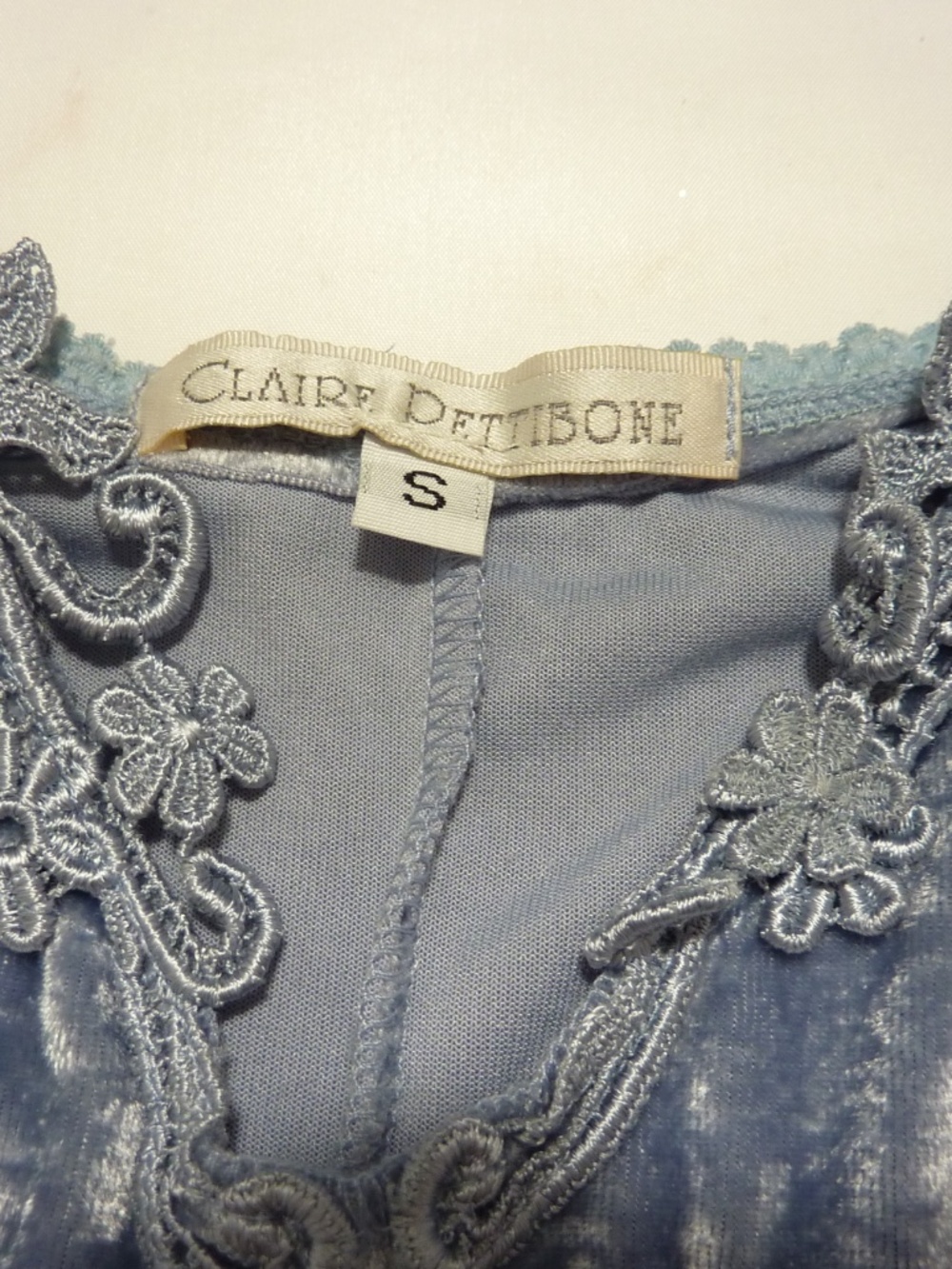 Claire Pettibone Lacy Floral VELOUR Camisole Only BLUE  Size S  Vintage - Picture 2 of 6